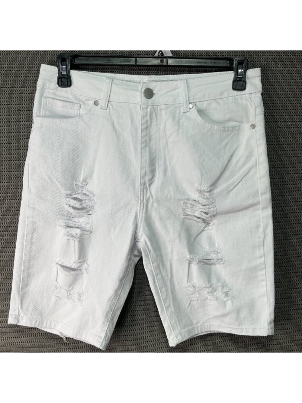 White Distressed Denim Shorts By VIP Jeans Size 13/14 Ripped Regular Fit
